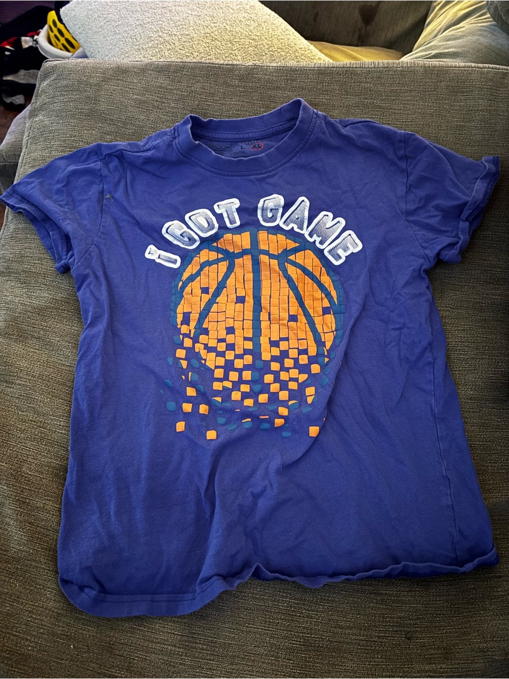 I Got Game Youth Short-Sleeve Tee - Blue with Orange Basketball Graphic